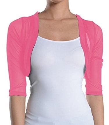 Fashion Secrets Women S Sheer Chiffon Bolero Shrug Jacket Cardigan Sleeve Large Pink