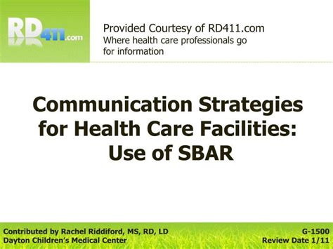 Ppt Communication Strategies For Health Care Facilities Use Of Sbar