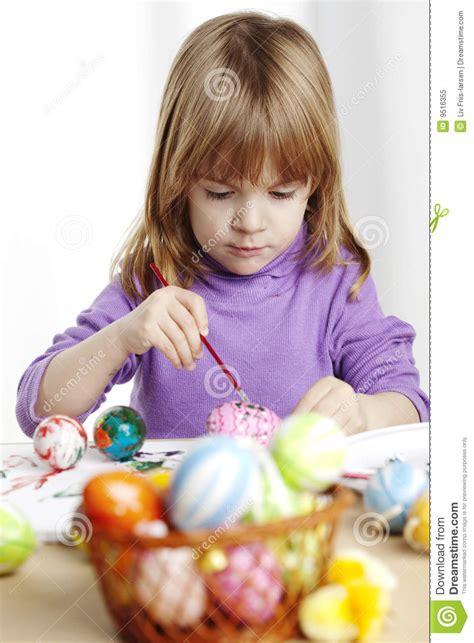 Painting Easter Eggs Stock Image Image Of Person Girl 9516355