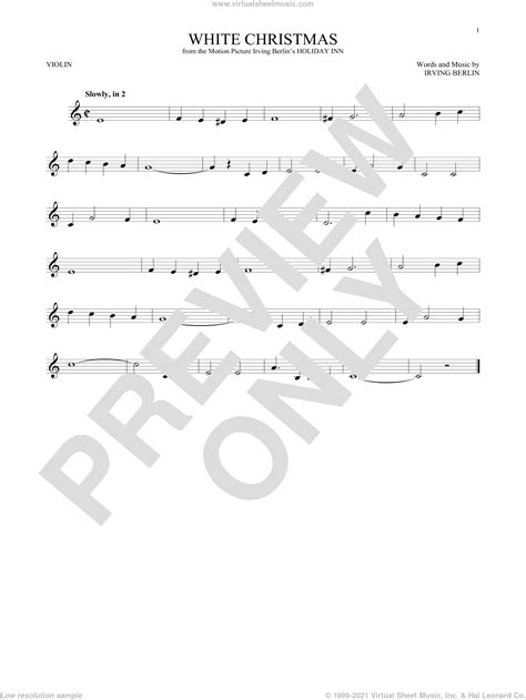 Select a christmas carol below for a version written specifically for the violin. Berlin - White Christmas sheet music for violin solo PDF