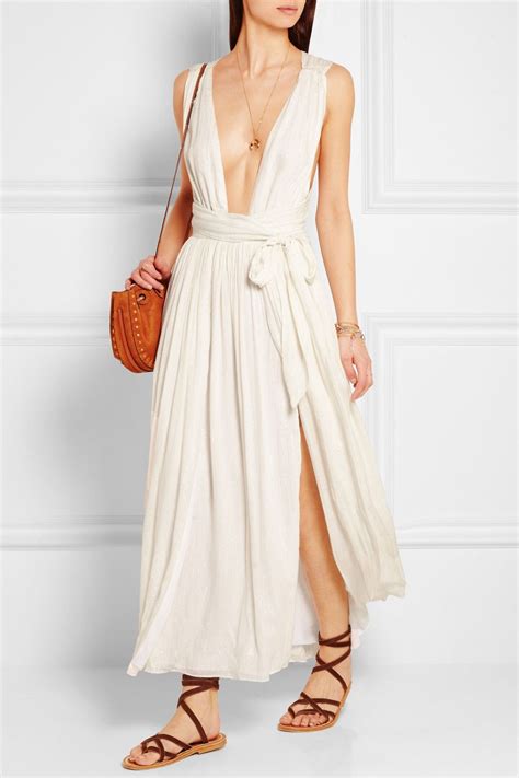 Ivory Split Front Voile Maxi Dress Mara Hoffman