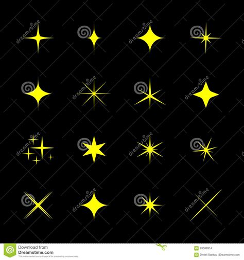Set Of Stars Sparkle Glint Gleam Etc Stock Vector Illustration