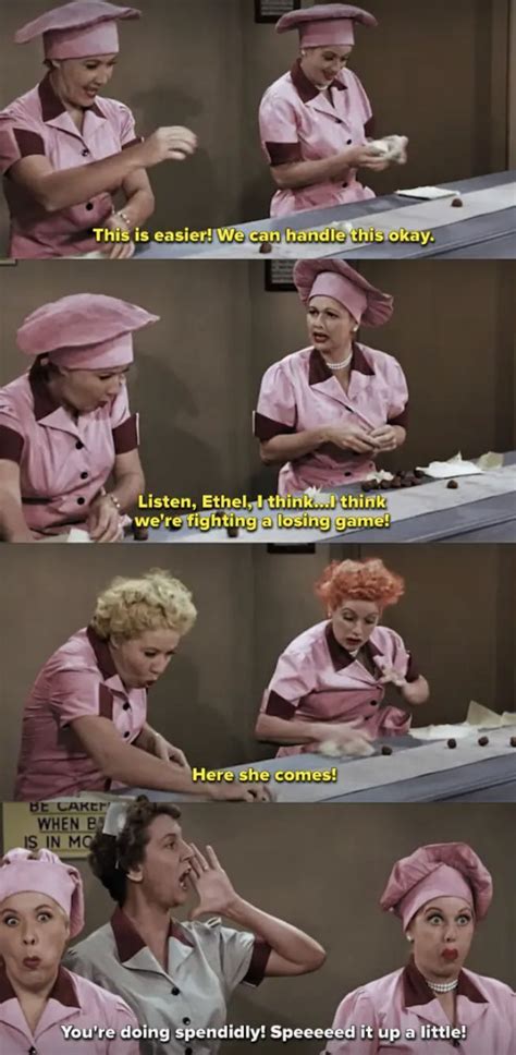 on i love lucy when lucy and ethel had to wrap candy in the chocolate factory but the conveyor