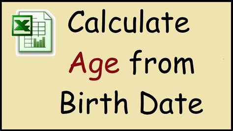 How To Calculate Age From Date Of Birth Excel Youtube
