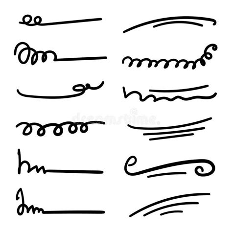 Handmade Lines Set Brush Lines Underlines Hand Drawn Collection Of