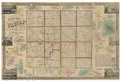 Wayne County Ohio 1856 Old Wall Map Reprint With Homeowner Etsy