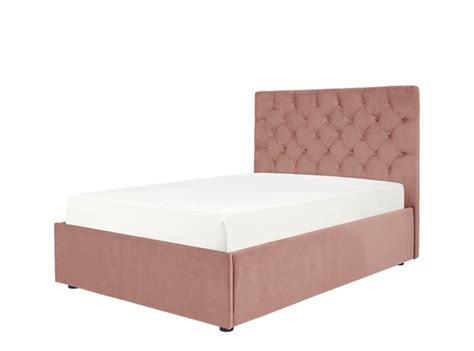 Skye Double Bed With Storage Blush Pink Velvet Double Bed With