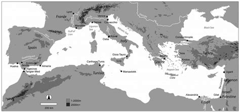 A Map Of The Mediterranean Showing The Locations Of Sites And Regions
