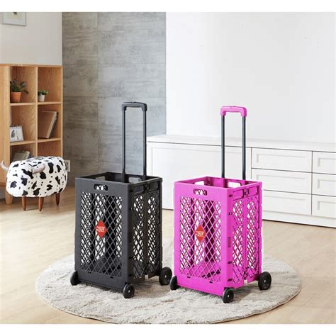 Packandroll Foldable Personal Plastic Shopping Cart Carrier Trolley Jumbo