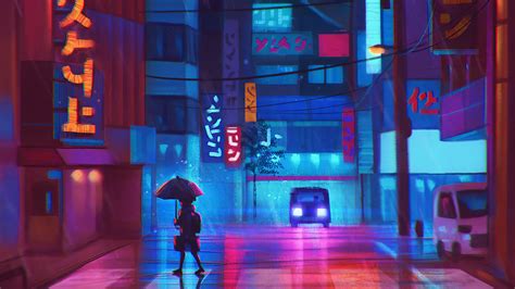 Anime Landscape Neon Colorful 3840x2160 Wallpaper Wallhavencc