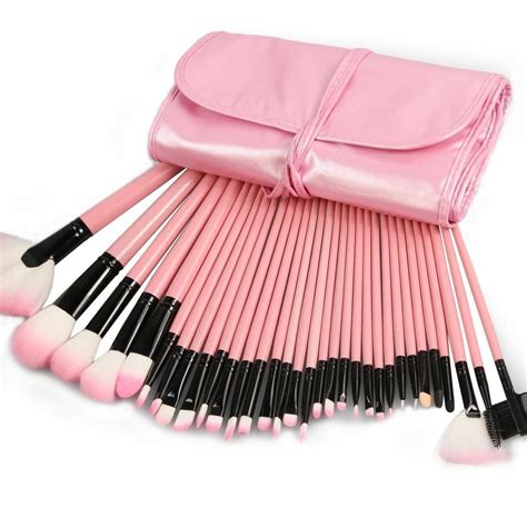 32 Piece Makeup Brush Sets Cosmetic Kit Tools With Faux Leather Pouch