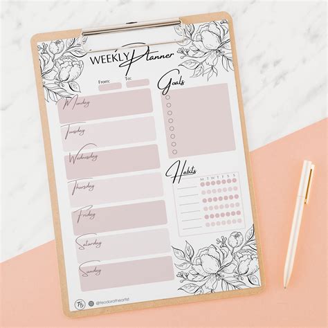 Printable Weekly Planner Pages Aesthetic Planner Inserts Etsy Espa A