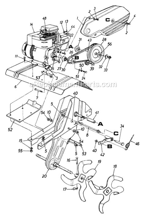 Mtd 215 430 205 1995 Parts Diagram For Rear Tine Tiller 43 Off