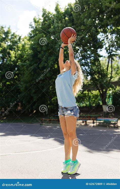 Sexy Girl On The Basketball Court Stock Photo Image