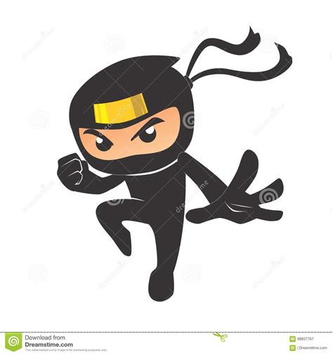 Cute Ninja Stock Illustration Illustration Of Kick Business 98837767