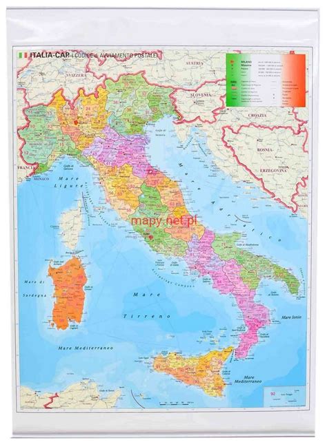 Włochy leży w europa, a jej kod kraju to it (jej trzyliterowy kod to ita). WŁOCHY MAPA ŚCIENNA KODY POCZTOWE STIEFEL