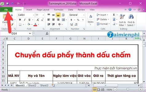 Cách đổi dấu phẩy thành dấu chấm trong Excel wps Office