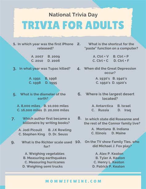 Fun Trivia For Kids And Adults Free Printables Mom