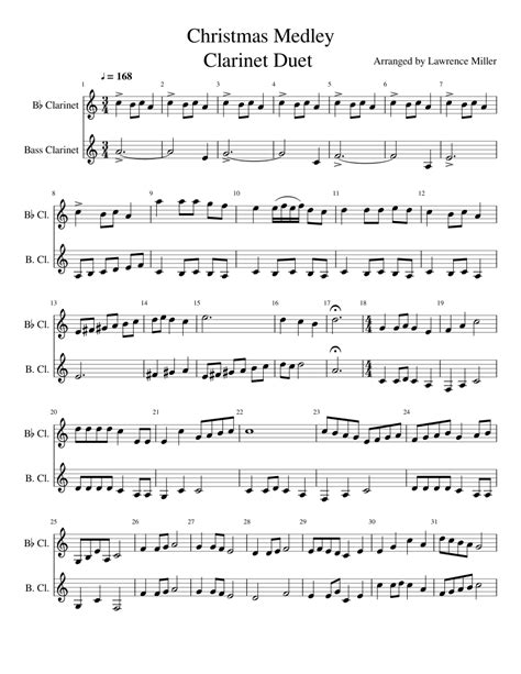 Christmas Medley Clarinet Duet Sheet Music For Clarinet Download Free