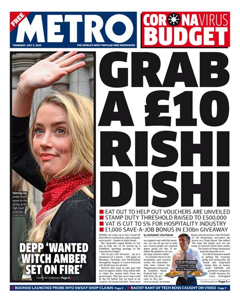 Metro Front Page 9th Of July 2020 Tomorrows Papers Today