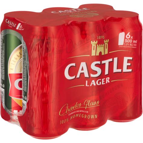Castle Lager Beer Cans 6 X 500ml Beer Beer And Cider Drinks