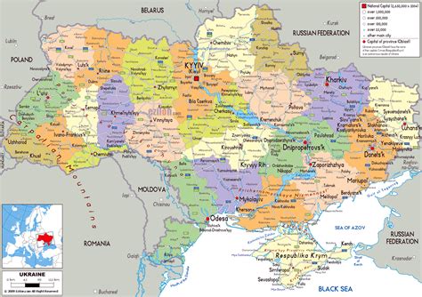 Large Political And Administrative Map Of Ukraine With