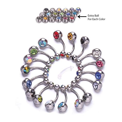 Body Jewelry Bodyj4you 6pcs Belly Button Rings 6 Replacement Balls 14g Cz Created Opal Set Body