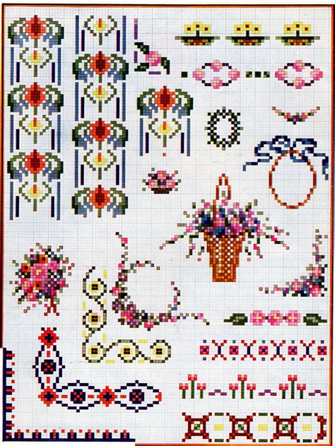 Spring Time Cross Stitch Pattern Designs Of Flowers Borders And