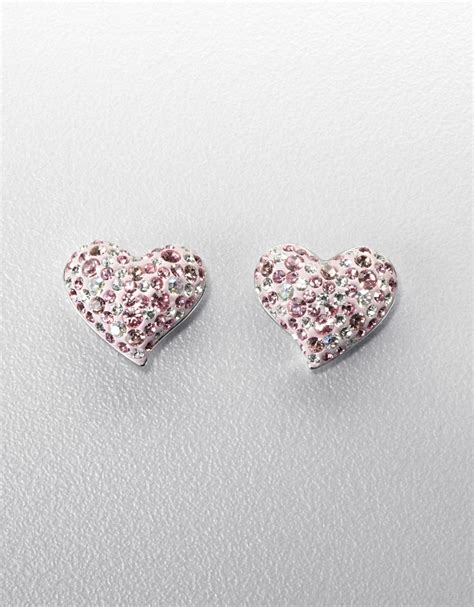 Swarovski Crystal Heart Stud Earrings In Pink Lyst
