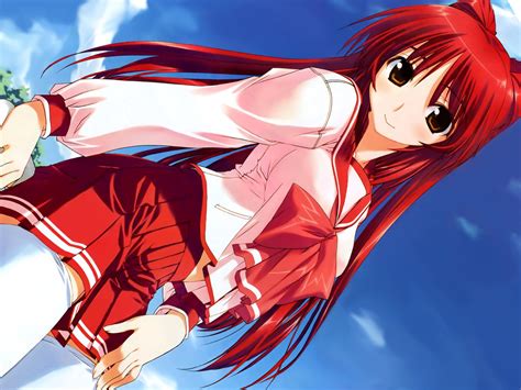 Amaduyu Tatsuki Aquaplus Brown Eyes Kousaka Tamaki Leaf Red Hair Babe Uniform To Heart To