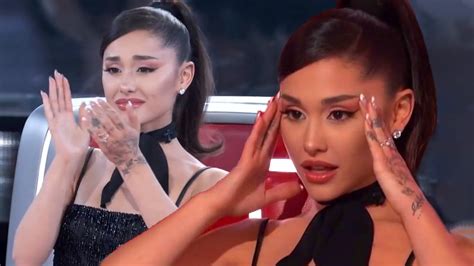 The Voice Ariana Grande Tears Up Over 4 Chair Turn Contestant Youtube