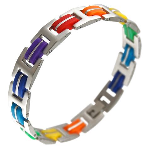 steel rubber major mix rainbow bracelet gay and lesbian lgbt bracelets pride wristlet