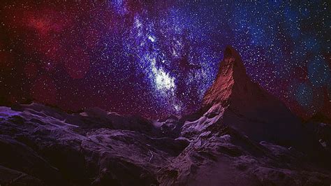 Milky Way Switzerland Sky Darkness Climb Matterhorn Peak Night