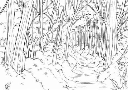 Forest Coloring Drawing Pages Desert Detailed Adult