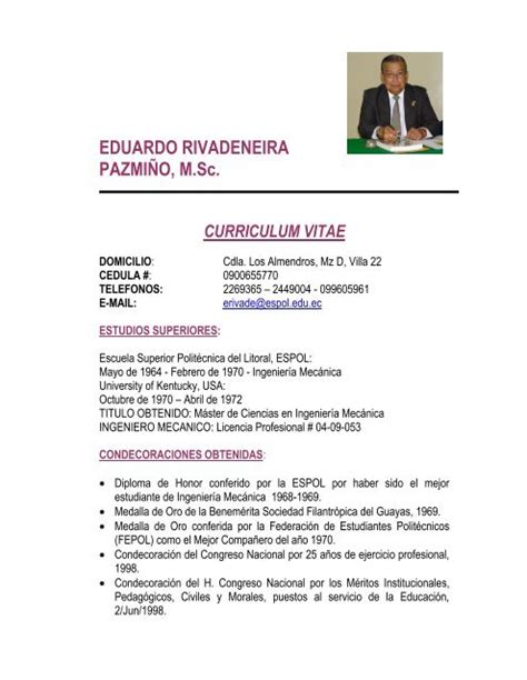 Somit ist dieses video dsgvo konform eingebettet. CURRICULUM VITAE - Facultad de Ingeniería Mecánica y ...
