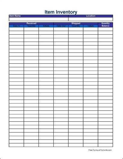 7 Best Images Of Printable Blank Inventory Sheets Vending Free