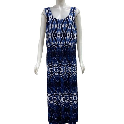 Inc International Concepts Womens Size Xl Maxi Dress Black Blue White