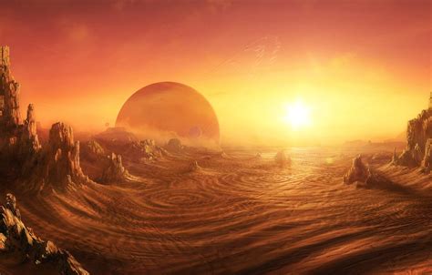 Wallpaper Desert Sunrise On Alien Planet Daniel Kvasznicza Images For