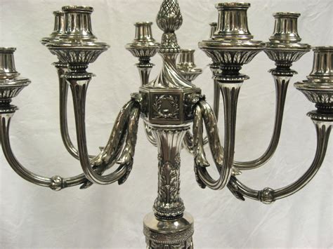 Magnificent And Impressive Large Pr Of Antique Silver Candelabra For