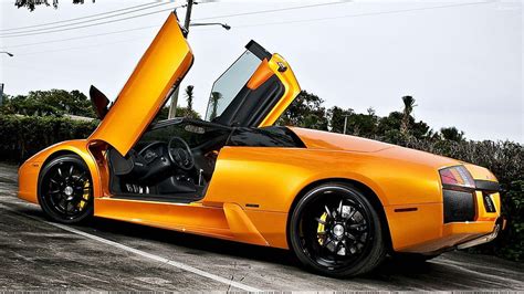 Lamborghini Murcielago In Orange Doors Open Side Pose Hd Wallpaper Pxfuel