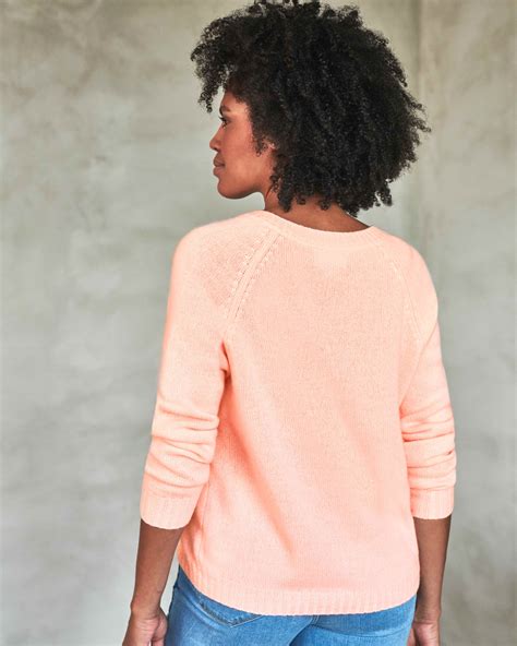Pale Peach Cashmere Lofty V Neck Sweater Pure Collection