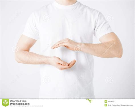 Mans Hands Showing Something Stock Photo Image Of Closeup Advert