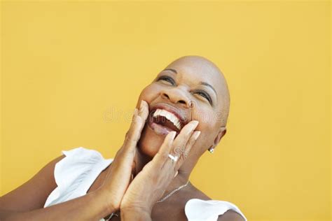 Mature African Woman Smiling For Joy Stock Image Image Of Amazed