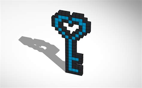 3d Design Pİxel Heart Key Tinkercad