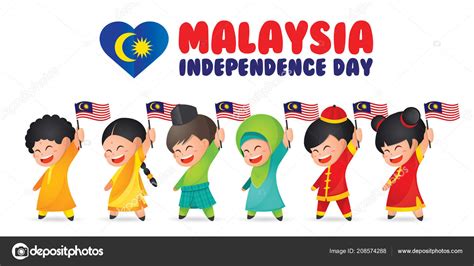 Illustration Fête Nationale Malaisie Indépendance Mignon Personnage