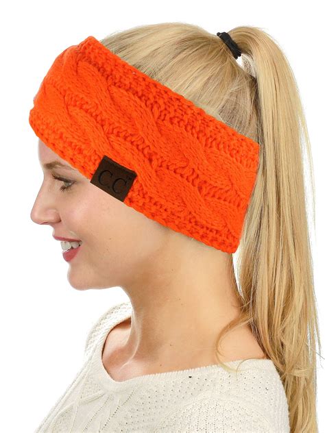 Cc Soft Stretch Winter Warm Cable Knit Fuzzy Lined Ear Warmer Headband