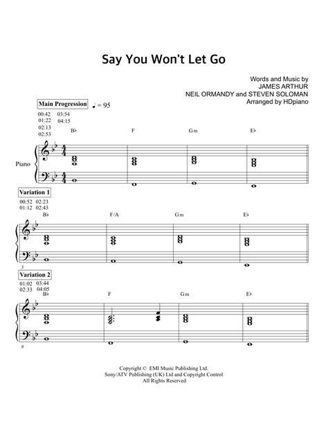 Rated 4/5 by 796 users. Say You Won't Let Go | Sheet Music Direct