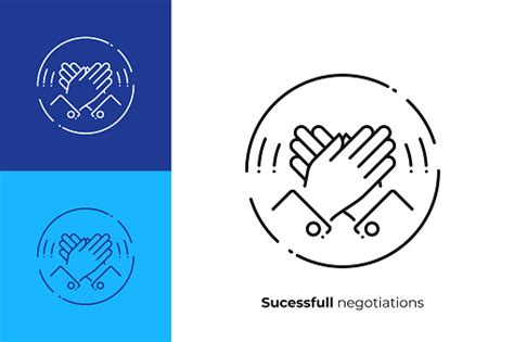 Line Art High Five Rised Hands Slap Team Building Scalable Vector Icon