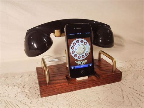 Handcrafted Iphone Dock With Retro Bluetooth Handset Gadgetsin