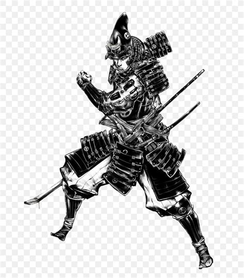 Black And White Samurai Ninja Illustration Png 658x936px Black And